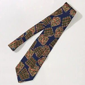 Men’s Brooks‎ Brothers Makers 100% Silk Tie With Plaid Shorts Navy Blue